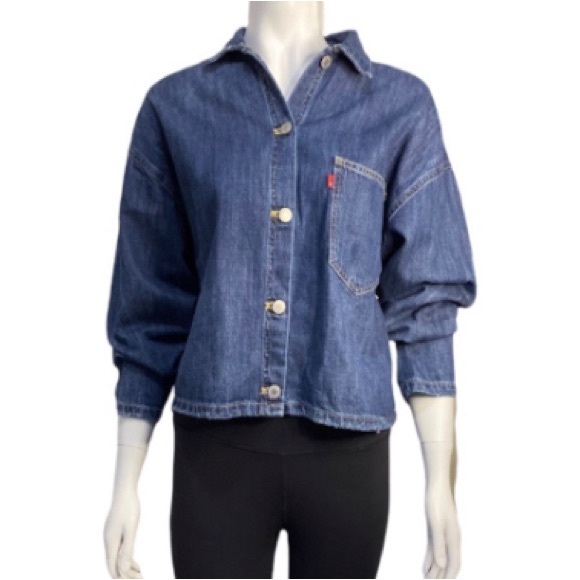 Levis Rare Cropped Denim Bottom Flare Jacket Size S - Picture 4 of 16